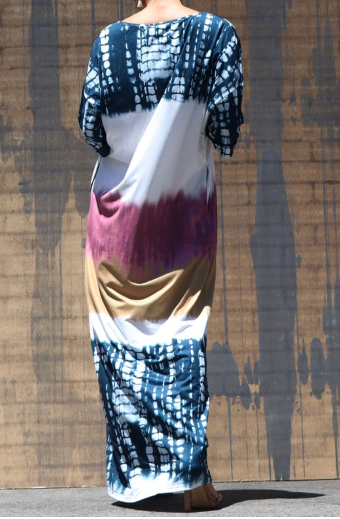 "TyTe" V-neck long Ty dye dress w/ pocket